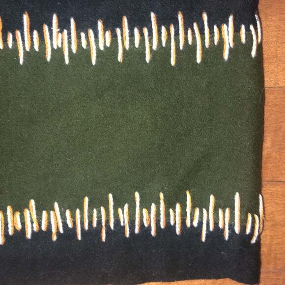 Vintage JouJou Black & Green Wool Vest, collar Camel & Cream Blanket size small - Picture 10 of 10